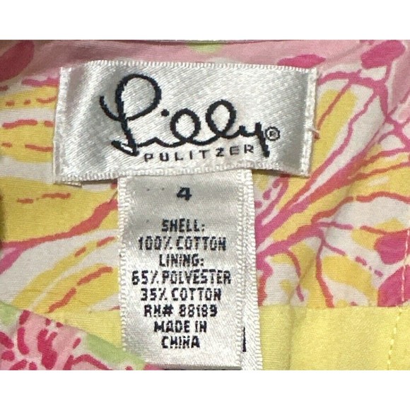 Lilly Pulitzer Delightful Dress Strapless Floral Lace Pink Yellow Polka Dot Sz 4 - Picture 3 of 4